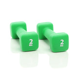 Neopren Short Dumbbell 2x 2kg Green Dumbbells w/Nonskid Handles