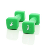 Neopren Short Dumbbell 2x 2kg Green Dumbbells w/Nonskid Handles