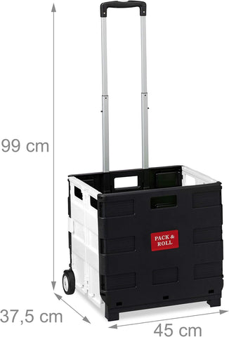 Folding Shopping Trolley with Telescopic Handle, Wheels, Transport Trolley up to 35 kg