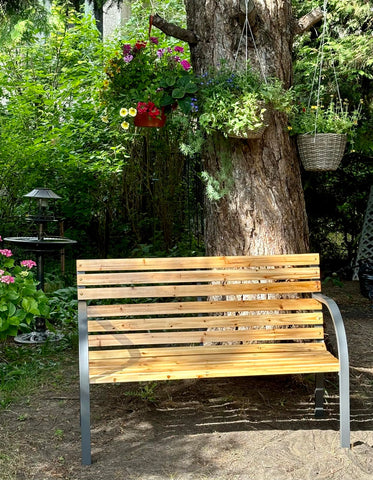 Garden Bench Wooden Steel Park Design