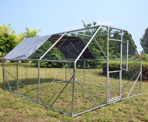 XXL  Enclosure 4x3x2m Aviary/ Chicken Coop with Sun Shade and Door