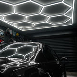 Hexagon LED Lamp 14 Lights & Frame | Car Garage Workshop Gym Salon Showroom