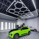 Hexagon LED Lamp 14 Lights & Frame | Car Garage Workshop Gym Salon Showroom