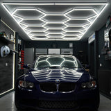 Hexagon LED Lamp 14 Lights & Frame | Car Garage Workshop Gym Salon Showroom