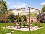 3x4m Pergola in wood look; with awning in champagne