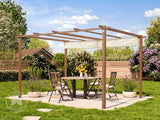 3x4m Pergola in wood look; with awning in champagne