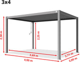 4 mx 3 m pergola in grey; with louvre roof in  grey