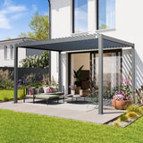 4 mx 3 m pergola in grey; with louvre roof in  grey