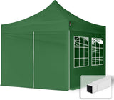 3x3m Steel Folding Gazebo, incl. 4 side panels ... Creen Red Black Cream