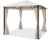 3x3m soft top garden gazebo, including 4 side panels, champagne coloured