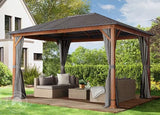 3x4 m hardtop garden pavilion, including 4 side panels,  gray