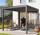 3x3m pergola in anthracite; with slatted roof in anthracite