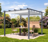 3x4m  or 3m x 3m Pergola in Anthracite; with Awning in Stone Colour