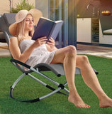 Outdoor Rocking Chair Weatherproof, Recliner Lounger, Maximum Load 150 kg Black Beige Grey