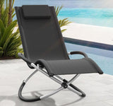 Outdoor Rocking Chair Weatherproof, Recliner Lounger, Maximum Load 150 kg Black Beige Grey