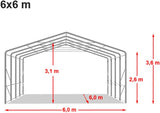 6x6m tent garage, PVC tarpaulin, dark green,