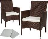 Set of 2 Rattan Garden Chairs with Cushions and 2 Cover Sets
