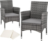 Set of 2 Rattan Garden Chairs with Cushions and 2 Cover Sets