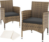 Set of 2 Rattan Garden Chairs with Cushions and 2 Cover Sets