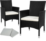 Set of 2 Rattan Garden Chairs with Cushions and 2 Cover Sets