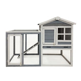 Rabbit hutch Grey Bunny hutch Open enclosure Elevated shelter