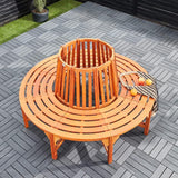 Garden Bench Weatherproof Eucalyptus  Diameter 190 cm Load Capacity 160 kg per Seat Pre-Oiled Garden Tree Bench Round Bench