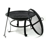 Fire basket Ø56cm grillpan with spark cover, made from powder-coated steel