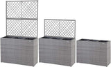 Poly Rattan Planter Trellis Flower Box -3 Inner Pots, Removable Flower Pot