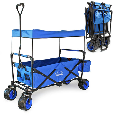 Foldable Handcart with Canopy for Trips with Children, Shopping, etc.