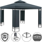 Gazebo Garden Tent 3 x 3 m Metal Water-Repellent Luxury
