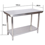 Stainless steel table work table stainless steel table garden table 100x60x85 cm