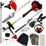 5 in 1 Petrol Multifunction Tool Garden Wireless Hedge Trimmer Grass Trimmer Chainsaw Garden Shears 52cc 1.6KW Extension Pole 3HP 9000RPM 2-Stroke