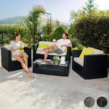 Rattan aluminium garden furniture sofa set with glass table