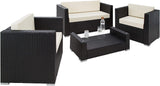 Rattan aluminium garden furniture sofa set with glass table