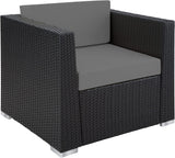 Rattan aluminium garden furniture sofa set with glass table