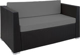 Rattan aluminium garden furniture sofa set with glass table