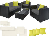 Rattan aluminium garden furniture sofa set with glass table