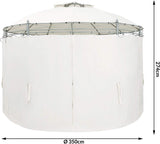 Gazebo Diameter 350 cm Metal Water-Repellent UV Protection 50+ Stable Garden Tent