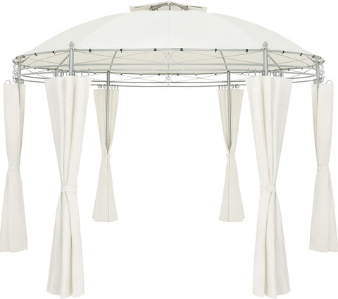 Gazebo Diameter 350 cm Metal Water-Repellent UV Protection 50+ Stable Garden Tent