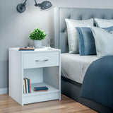 Bedside Table White Set of 2 Drawer 50 cm Box