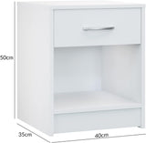 Bedside Table White Set of 2 Drawer 50 cm Box