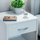 Bedside Table White Set of 2 Drawer 50 cm Box