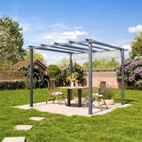 ((LAST ONE )))Freestanding 3x3m Pergola in Pearl Grey; with Sun Sail in Stone