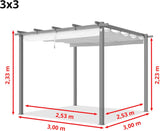 ((LAST ONE )))Freestanding 3x3m Pergola in Pearl Grey; with Sun Sail in Stone