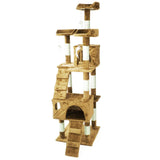 Scratching post in beige 170cm with cat houses, ladders & platforms