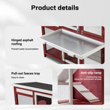 Rabbit Barn with Two Levels & Stairs, Removable Floor, Red-white