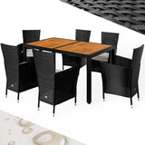 Garden Furniture Set of 6 Chairs Including 7 cm Upholstery Table 150 x 90 cm