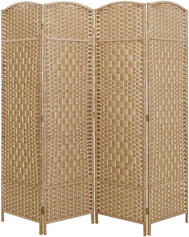 Privacy Screen Room Divider 4 Panels - Divider 170 x 160 cm White Black Natural