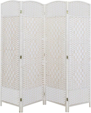 Privacy Screen Room Divider 4 Panels - Divider 170 x 160 cm White Black Natural