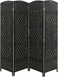 Privacy Screen Room Divider 4 Panels - Divider 170 x 160 cm White Black Natural